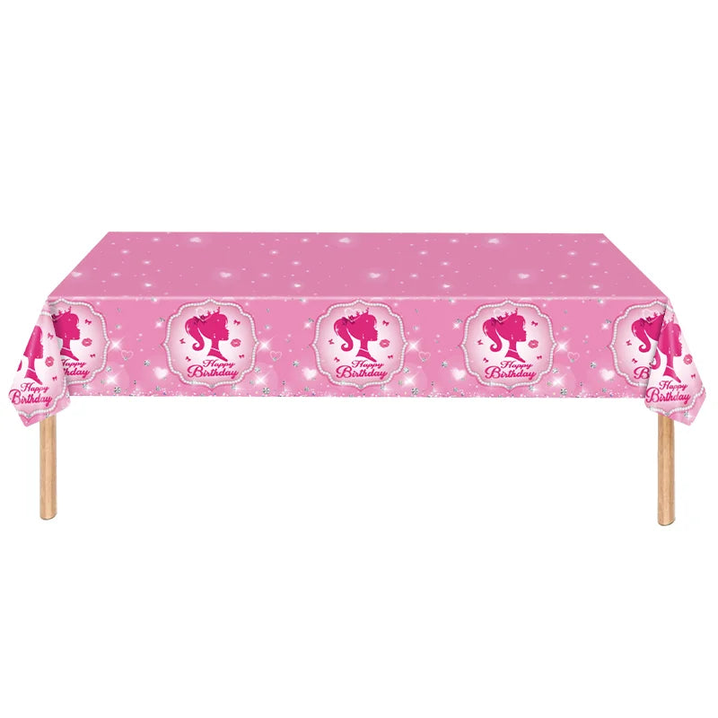 New Princess Birthday Party Decoration Tableware Pink Princess Theme Plates Cups Napkins Ballon Girl Birthday Party Supplies kit