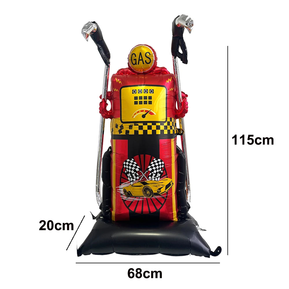 Racing Car Balloon Traffic Cone Balloon Tire Wheel Balloons Black White Checkered Race car Theme Kids Birthday party Decorations