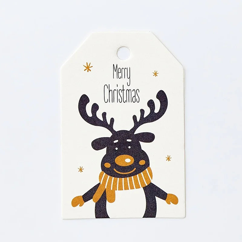 100Pcs Merry Christmas DIY Kraft Tags Labels Gift Wrapping Paper Hang Tags Santa Claus Paper Cards Xmas Party Supplies