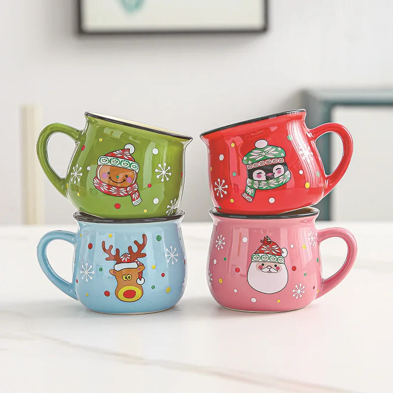 Christmas Mug Ceramic Cartoon Santa Mousse Cup Coffee Cup For Office Home Baking Dessert Breakfast Milk Mug For Kids Xmas Gift