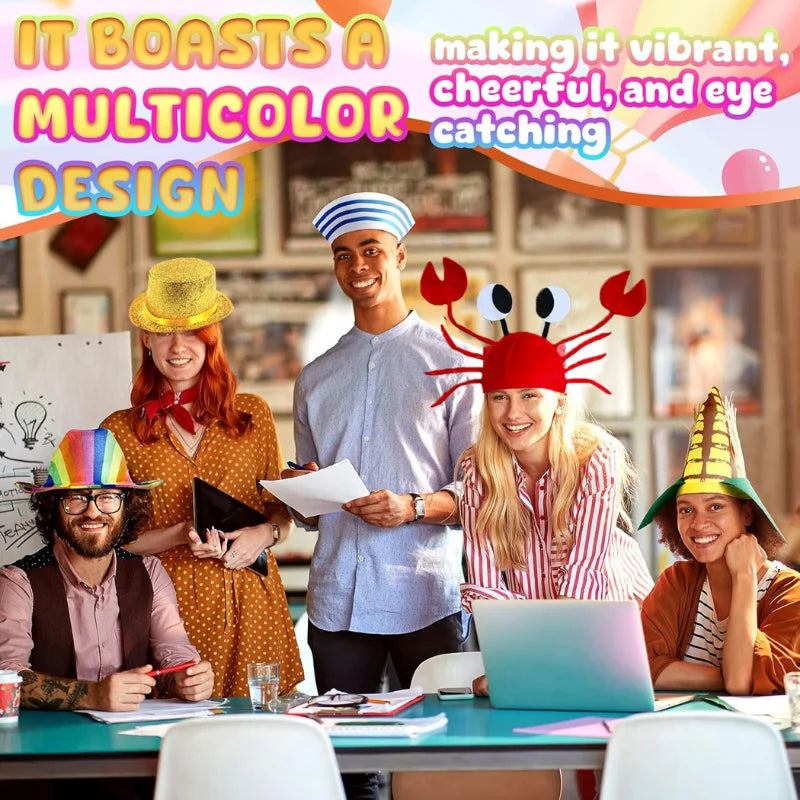 12/24Pcs Assorted Funny Hats Crazy Party Hats for Photo Booth Props Carnival Dress Up Birthdays Parties