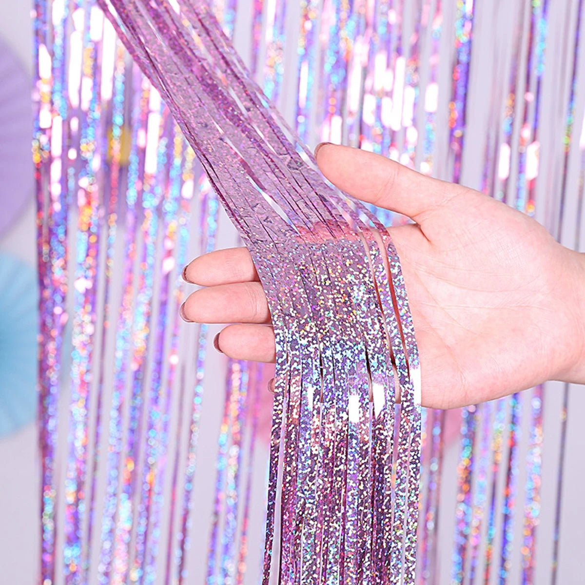 Birthday Party Decorations Backdrop Curtains Glitter Black Gold Tinsel Fringe Foil Curtain Background Wedding Adult Anniversary
