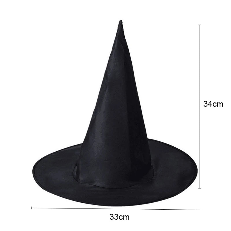 Witch Hat Black Folds Wizard Hats for Women Men