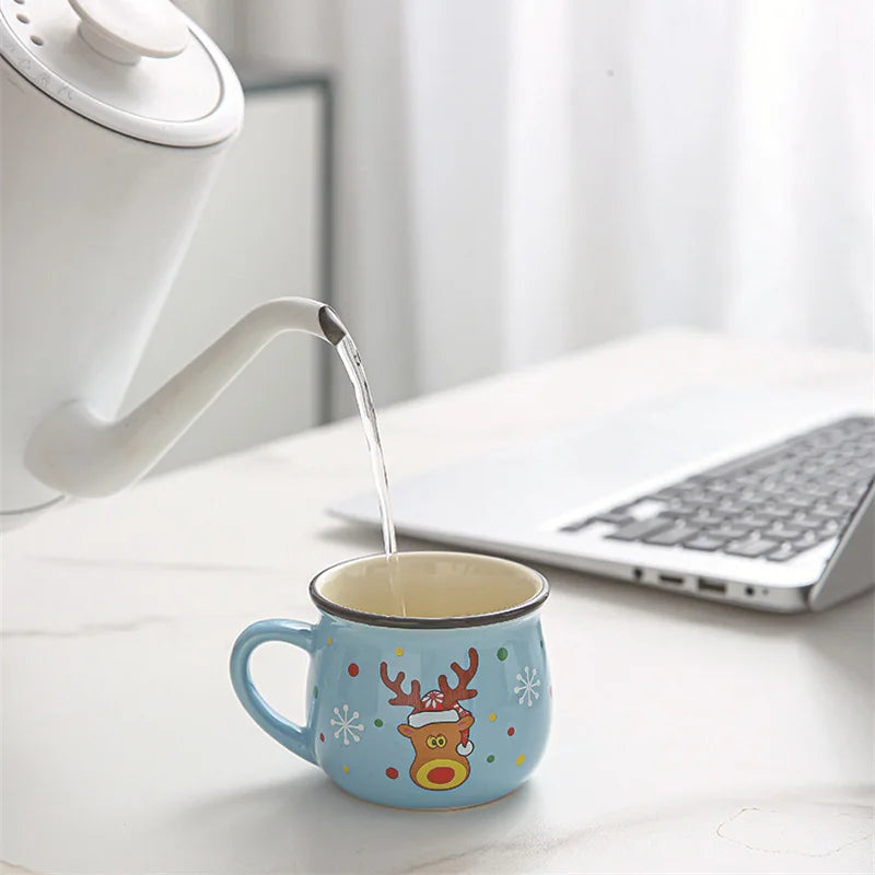 Christmas Mug Ceramic Cartoon Santa Mousse Cup Coffee Cup For Office Home Baking Dessert Breakfast Milk Mug For Kids Xmas Gift