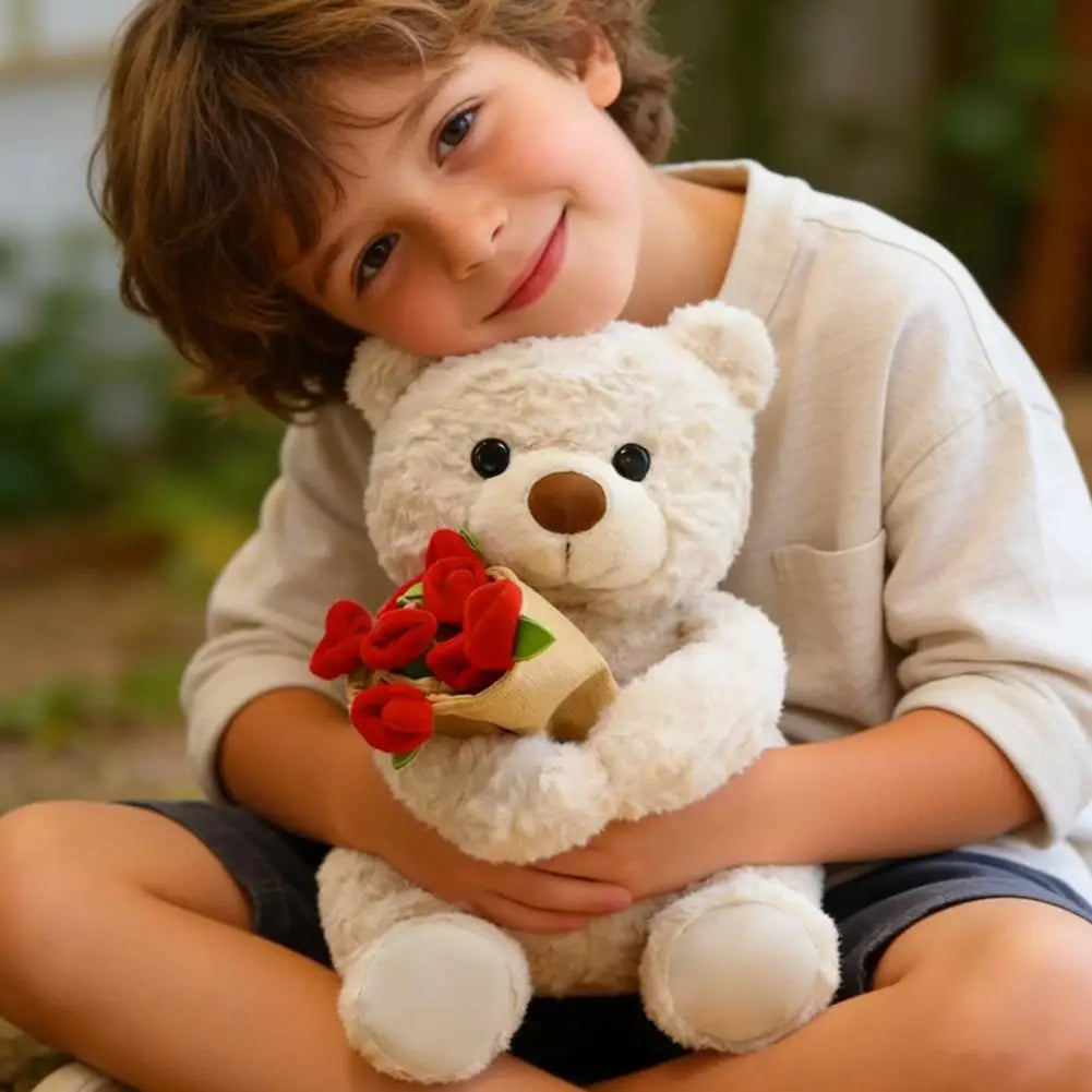 New Hot Sale Teddy Bear with Roses Plush Toy Soft Bear Stuffed Doll Romantic Gift for Lover Home Decor Girls Birthday Gift