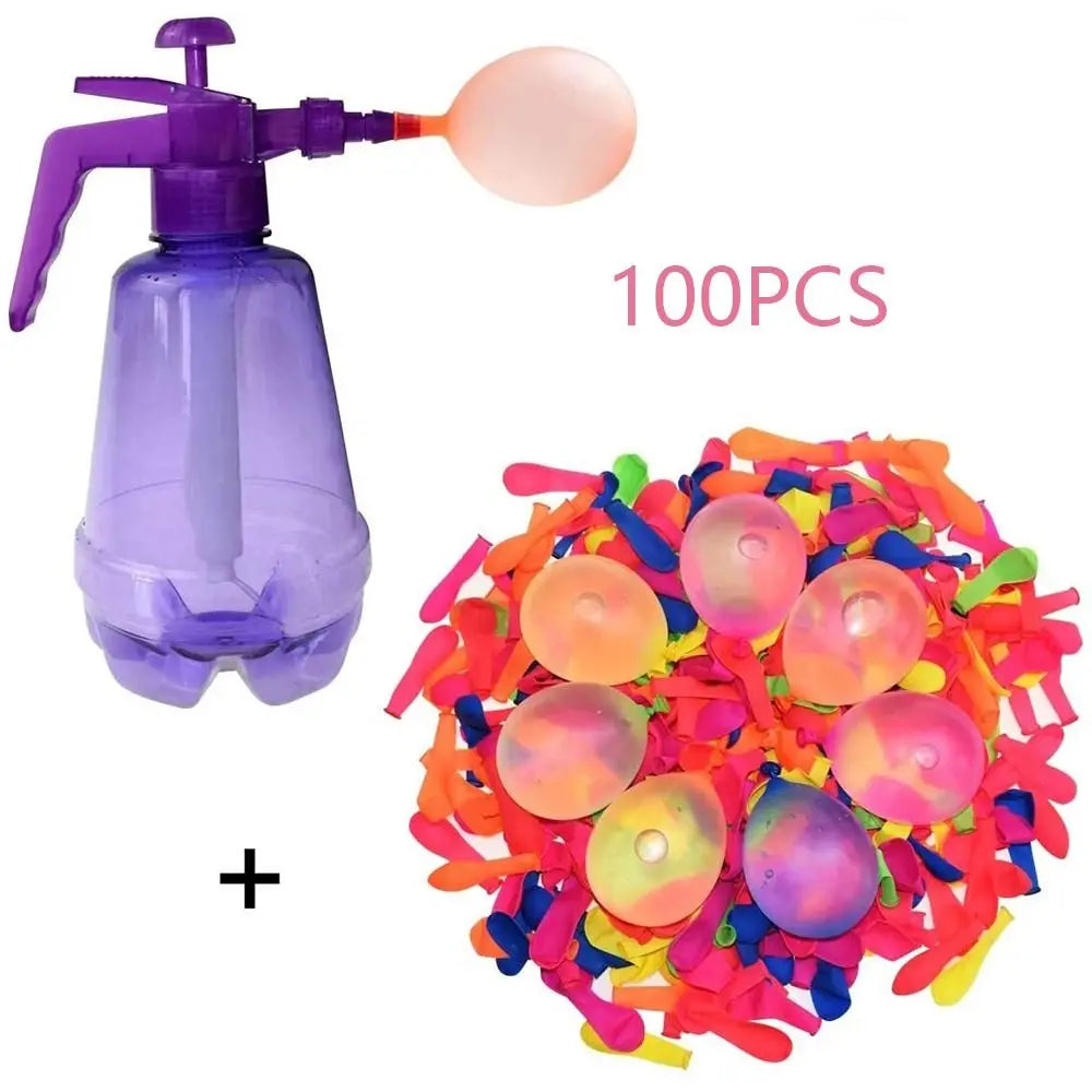 Portable Air Water Bomb Balloon Pump With Balloons For Kids Party Outdoor Toy Balloons (Pump and Balloons Random Color