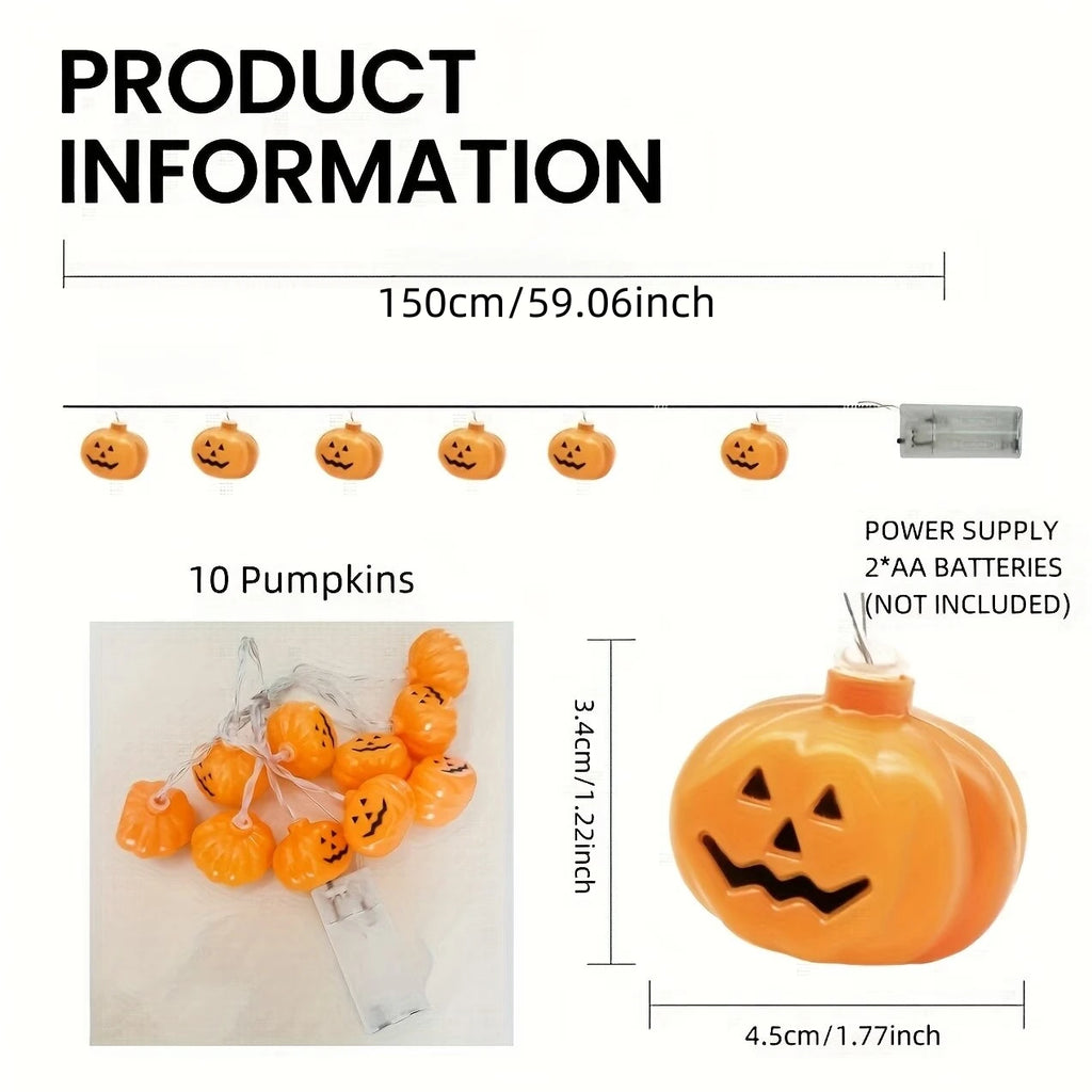 59.06i10LED Pumpkin String Lights for Halloween Room Party Decorations and Other Lighting Arrangements