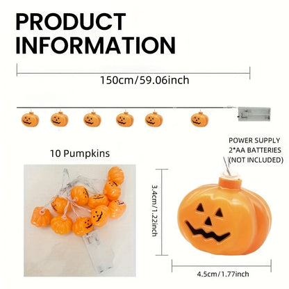 10 LED Pumpkin String Lights for Halloween
