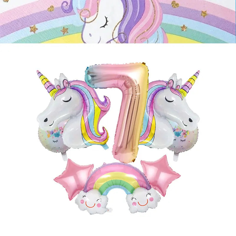 Unicorn Girls Birthday Decoration Party Supplies Unicorn Theme Tableware Set Cup Plate Balloon Banner Gift  for Kids Party Favor