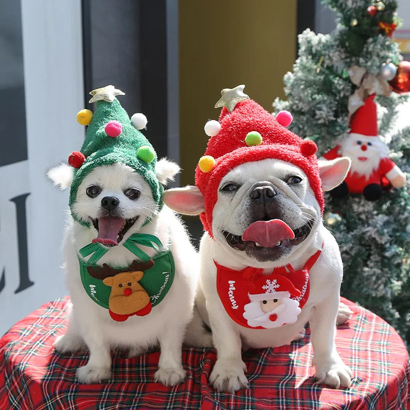 Pet Christmas Bib & Hat Set