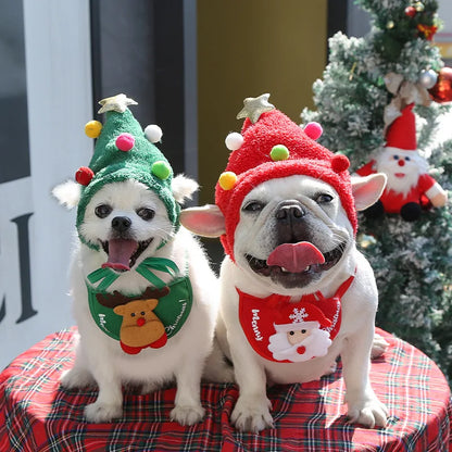 Pet Christmas Bib & Hat Set