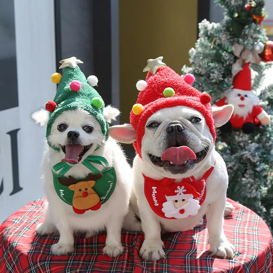 Pet Christmas Bib & Hat Set