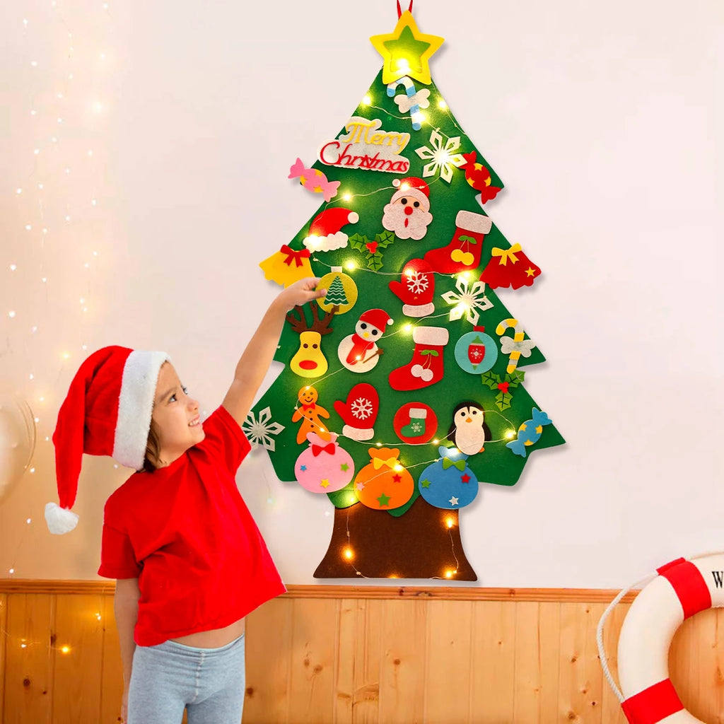 DIY Felt Christmas Tree Christmas Decoration for Home Navidad Noel 2025 New Year Christmas Ornaments Santa Claus Xmas Kids Gifts