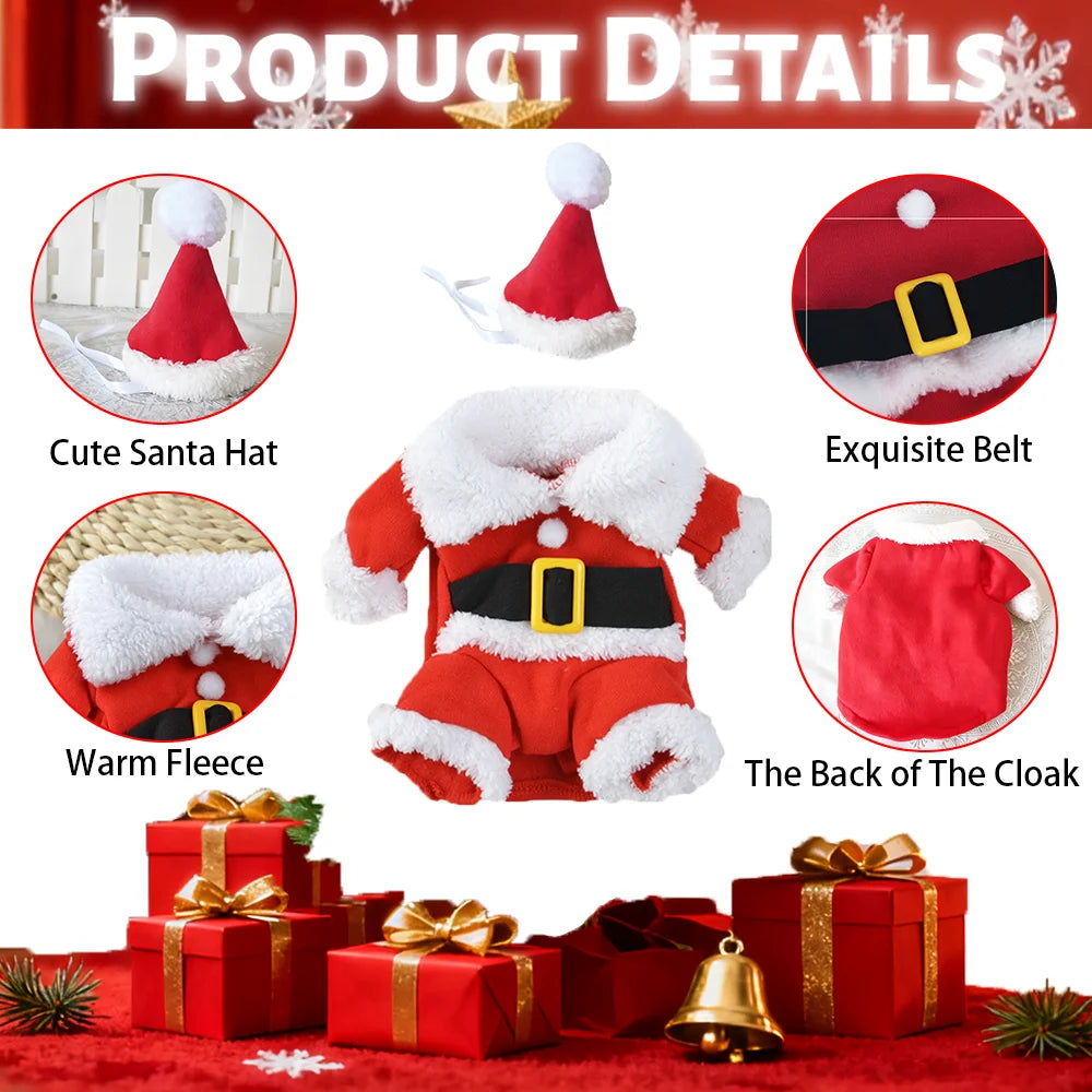 Christmas Pet Costume For Small Medium Dogs Cats Cute Santa Claus Cat Clothes Funny Party Dress Up Cat Jumpsuit Sphynx Apparel