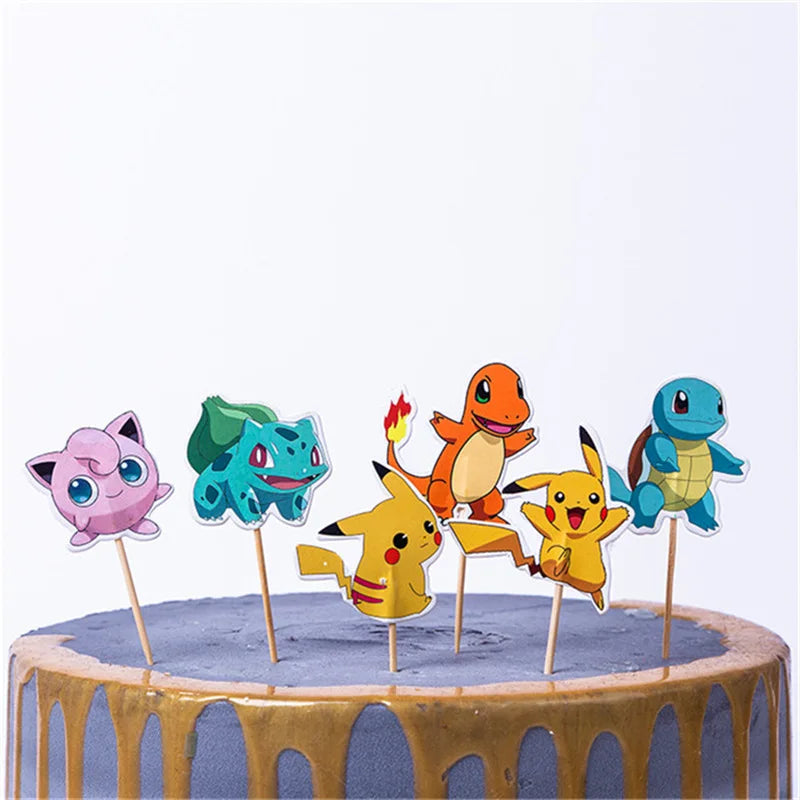 Topper Pokemon Cake Birthday Pokemon Decoration Cake Topper Pikachu Cupcake Topper Baby Shower Baking DIY Supplies Party Favors