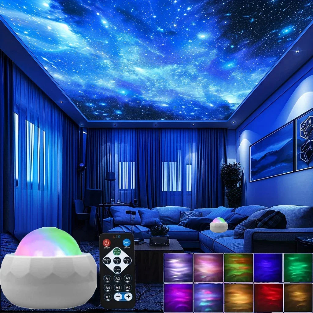 LED Aurora Galaxy Projector Night Light USB RGB 7-Mode 360° Rotating Starry Sky Light with Remote