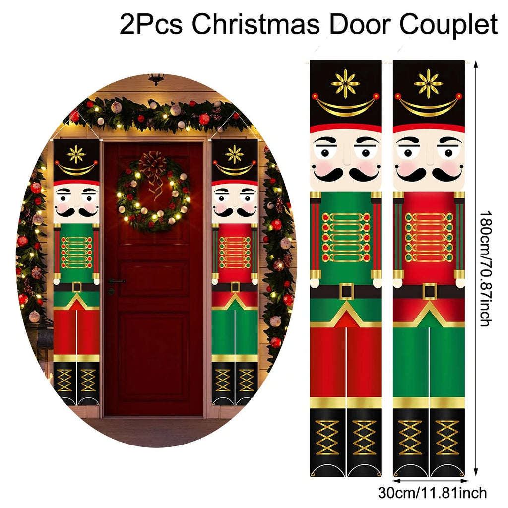 Merry Christmas Door Banner Decoration 2025 Christmas Decor for Home Xmas Hanging Ornaments Navidad Noel Gifts New Year 2026