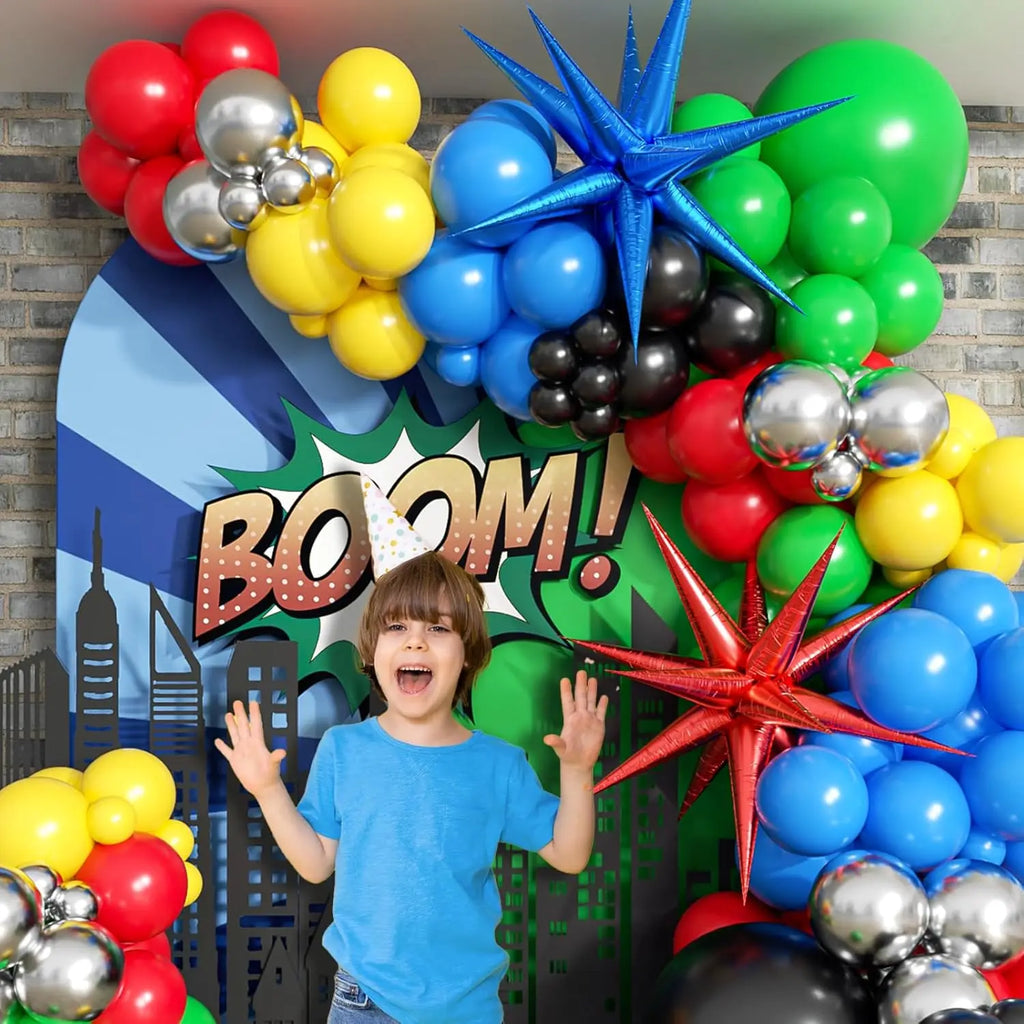 137pcs Balloon Arch Kit - Red/Blue/Yellow/Green/Black for Birthday Party Carnival Decor