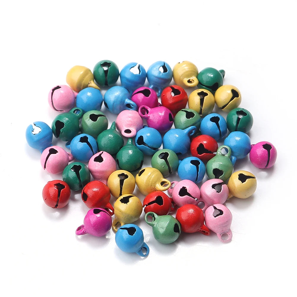 50pcs Small Jingle Bells Beads — Mixed Colors Charm Bells