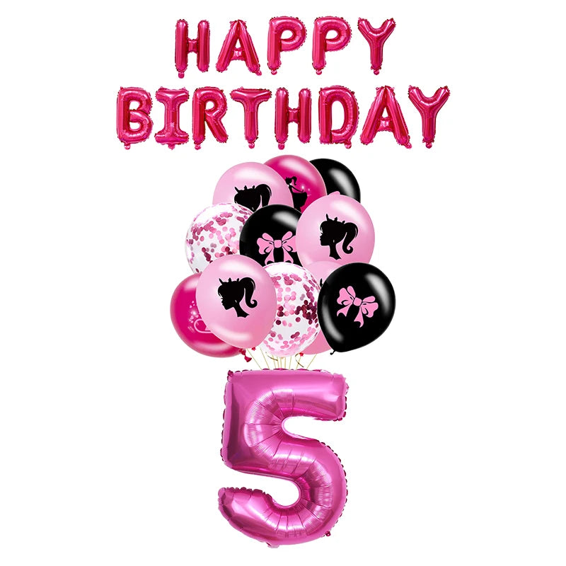 New Princess Birthday Party Decoration Tableware Pink Princess Theme Plates Cups Napkins Ballon Girl Birthday Party Supplies kit