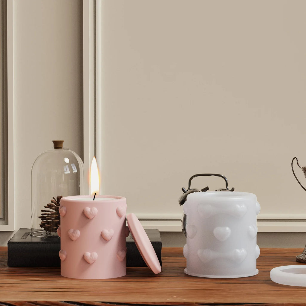 Heart-shaped candle molds and storage boxes—easy to demold ,Suitable for candles, soap, bath bombs, Mother's Day Gifts