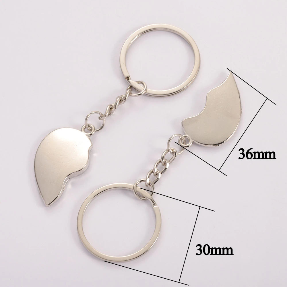 1Pair Couple Love Keychain  Heart Key Rings Lovers Love Key Chain for Jewelry Making DIY Birthday Souvenirs Valentine's Day Gift