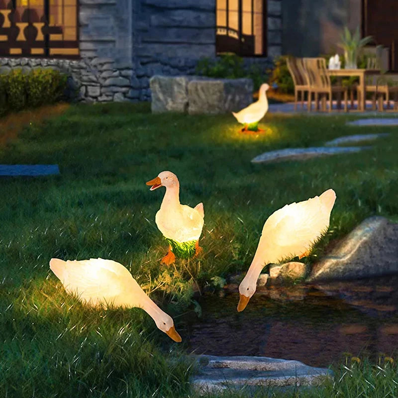 Creative Garden Courtyard Decoration Outdoor Farm Courtyard Lawn Light Flower Jar Decoration Simulation Animal Duck Glowing Duck