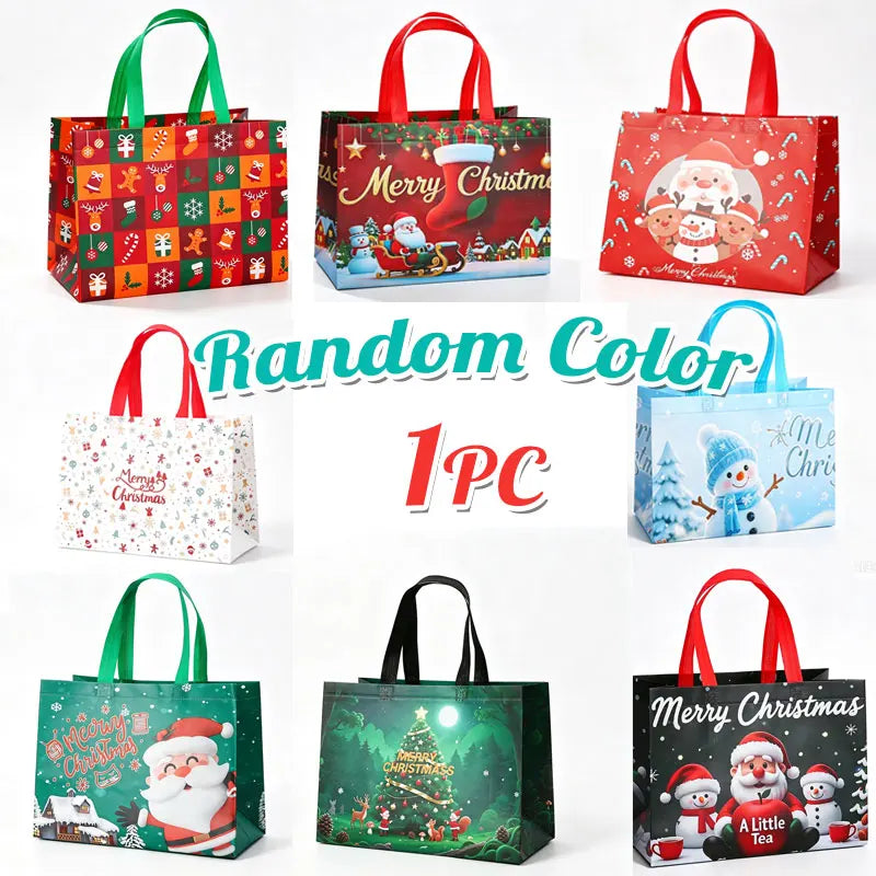 16/8/1Pack Christmas Gift Bags With Handles Multifunctional Non-Woven Large Tote Bags for Gift Wrapping Shopping Party Supplies