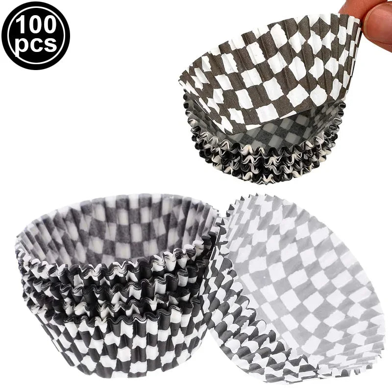Racing Car Theme Party Decoration Checkered Paper Cups Cake Toppers For Race Theme Party Decor Car Theme Birthday Party Supplies
