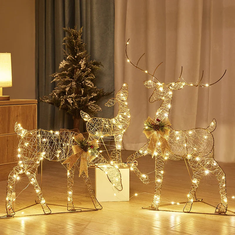 3 PCS Garden Lights String — 2D Metal Iron Reindeer Decoration