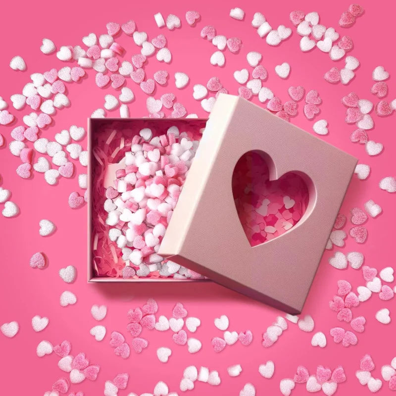 100pcs Valentine Gift Box Filler Shreds Mini Heart Shaped Foam Beads Basket Filler for Crafts DIY Wrapping Decoration Supplies