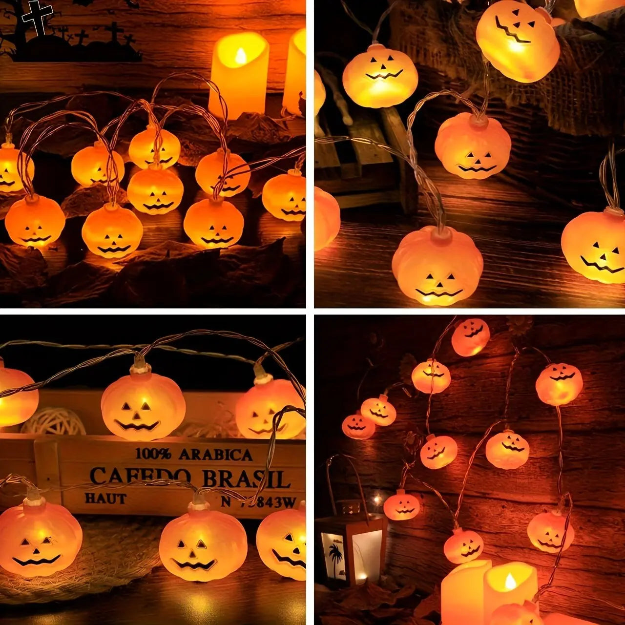 59.06i10LED Pumpkin String Lights for Halloween Room Party Decorations and Other Lighting Arrangements