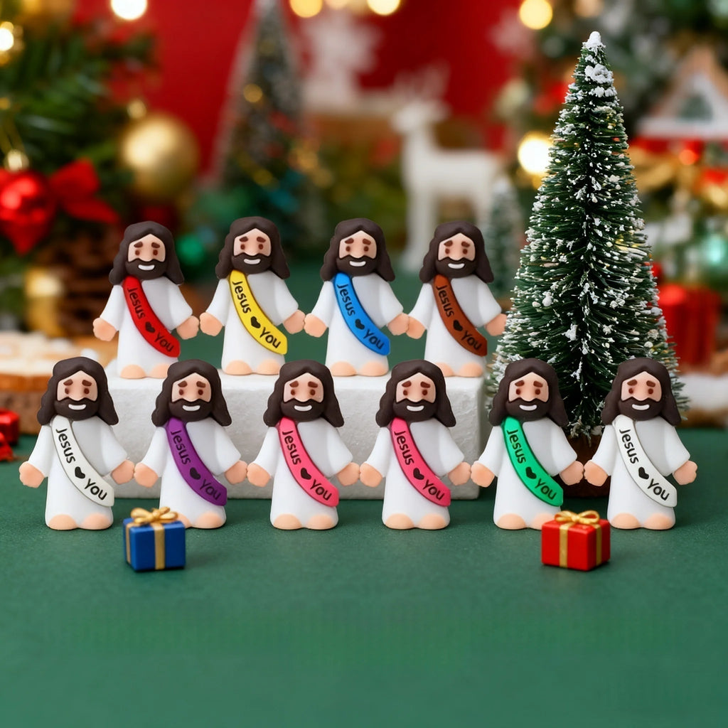 10/60pcs Mini Jesus Decorations Cartoon Statue Set for Holiday Party Scene Decor Festive Room Figurines Christmas Easter Gifts
