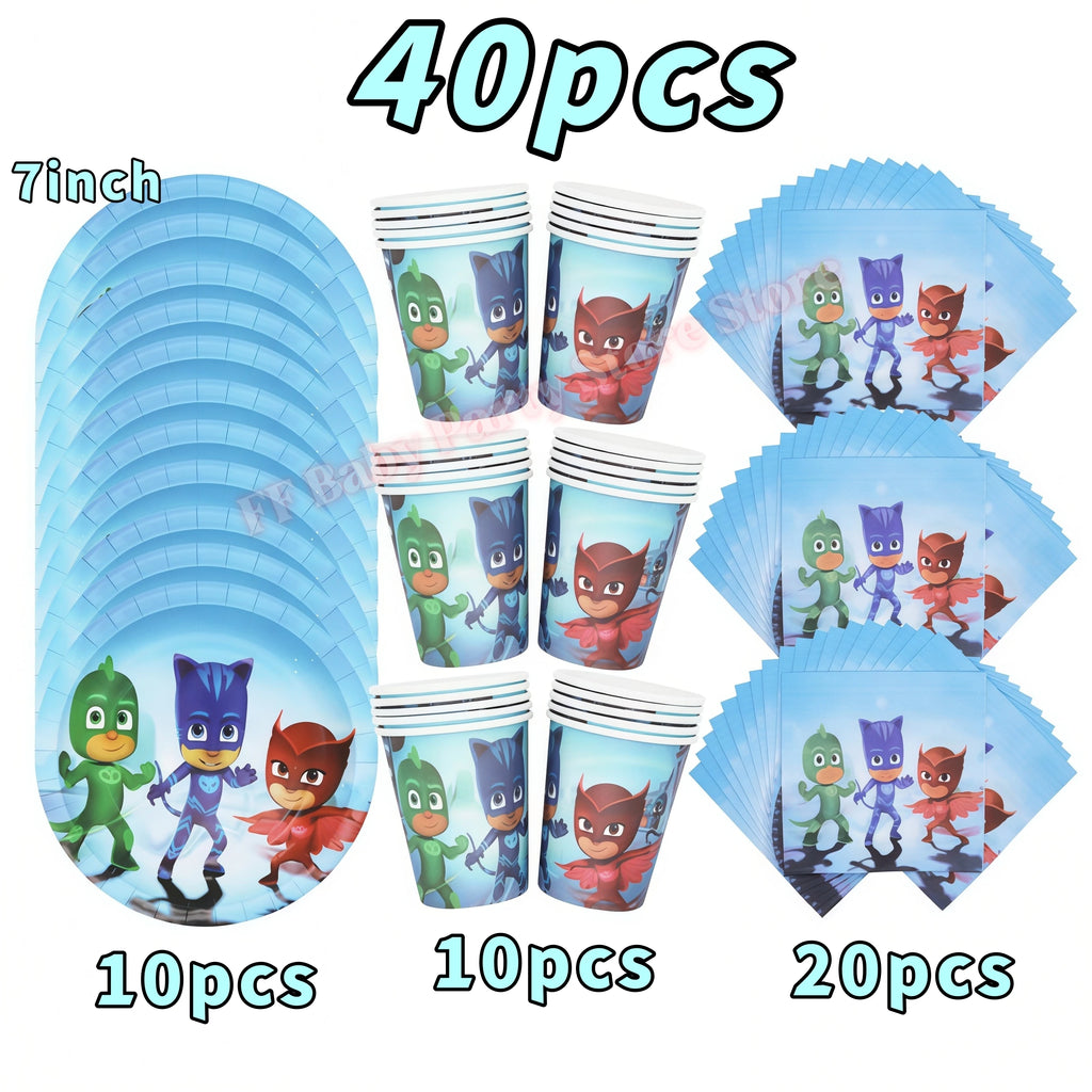 Super Hero PJed Mask Birthday Party Decoration Kids Boys Party Favors Plate Cup Balloon Banner Baby Shower Event Supplies Gifts