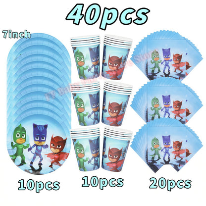 Super Hero PJed Mask Birthday Party Decoration Kids Boys Party Favors Plate Cup Balloon Banner Baby Shower Event Supplies Gifts
