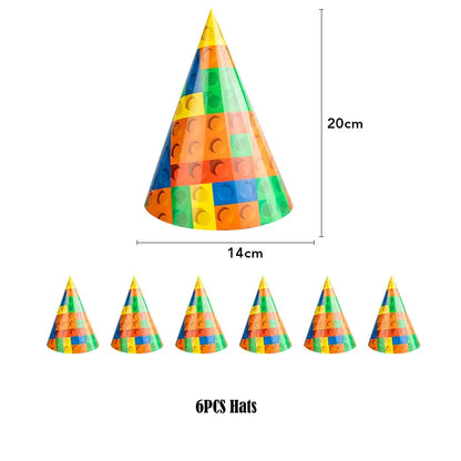 Kids Building Blocks Birthday Party Decoration Colorful Building Block Theme Party Supplies Kit Plates Cups Napkins Straw Ballon