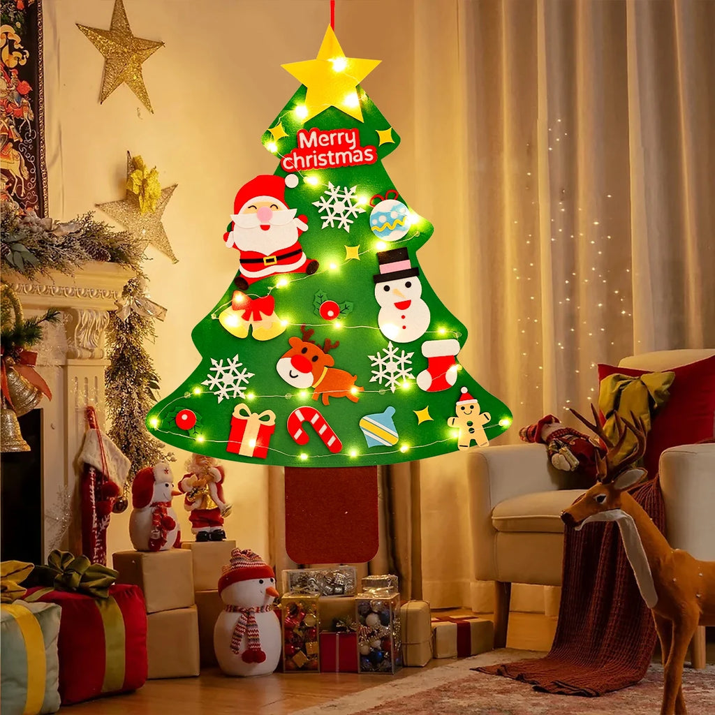 DIY Felt Christmas Tree Christmas Decoration for Home Navidad Noel 2025 New Year Christmas Ornaments Santa Claus Xmas Kids Gifts