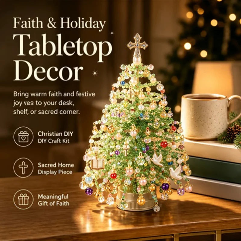 Handmade DIY Beaded Christmas Tree Making Kit Mini Crystal Bead Christmas Tree Desktop Decor Christmas DIY Craft Supplies Creati