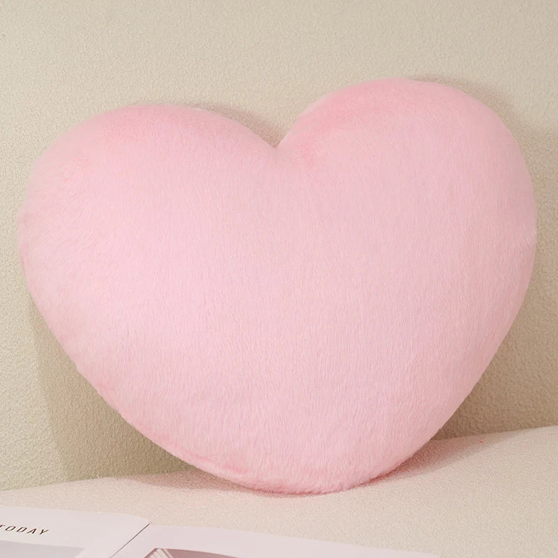 Nordic Style Furry Solid Color Heart-shaped Cushion Key Chain Pink Red Sofa Bed Back Cushion Soft Throw Pillow Bedside Cushion