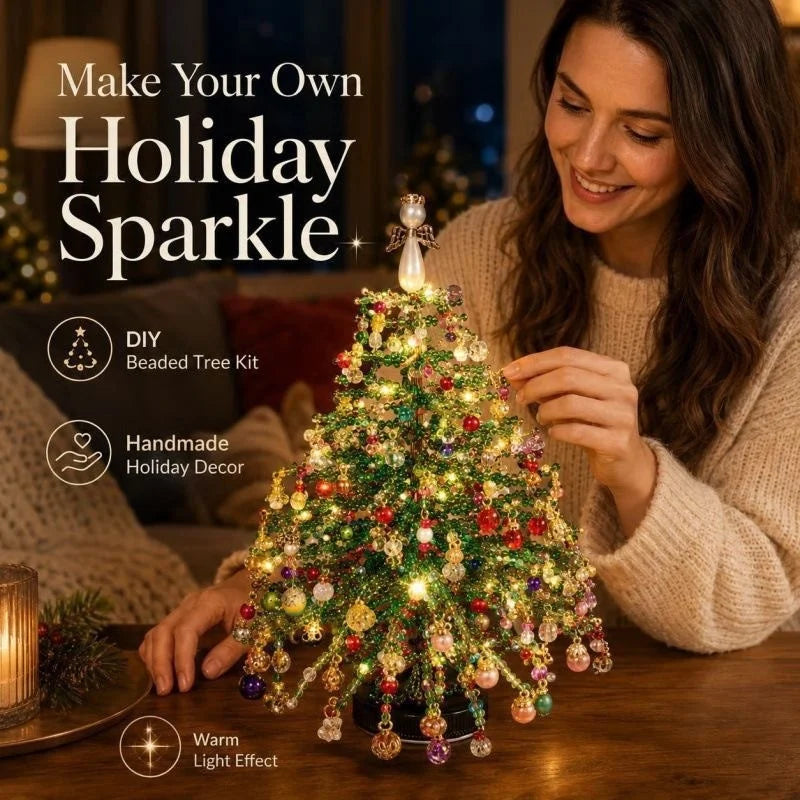 DIY Beaded Christmas Tree Kit Handmade Mini Tabletop Xmas Tree Ornament Craft Set Home Holiday Desktop Decoration Christmas Gift