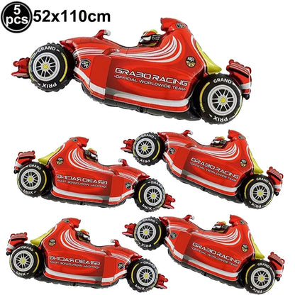 Racing Car Balloon Traffic Cone Balloon Tire Wheel Balloons Black White Checkered Race car Theme Kids Birthday party Decorations