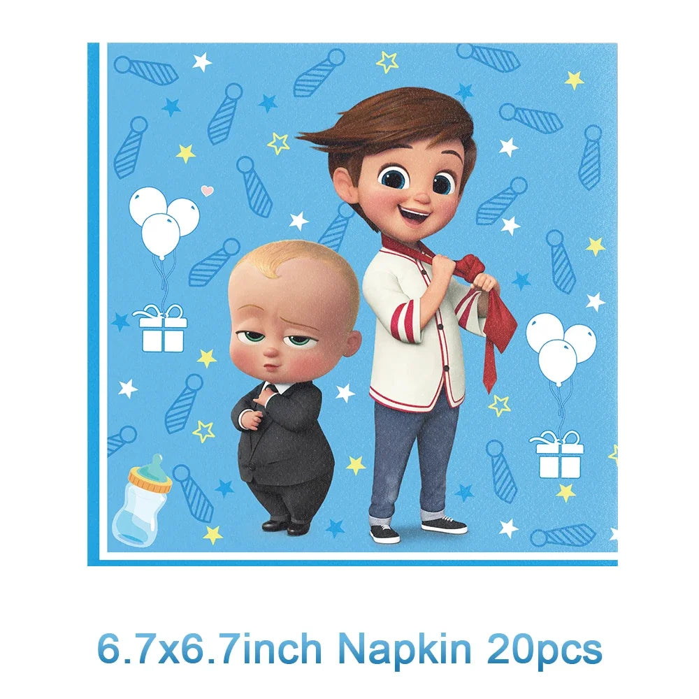 Bossed Baby Birthday Party Decoration Tableware Plates Cups Napkins Hat Balloon Baby Shower Kids Party Favors Party Supplies Kit