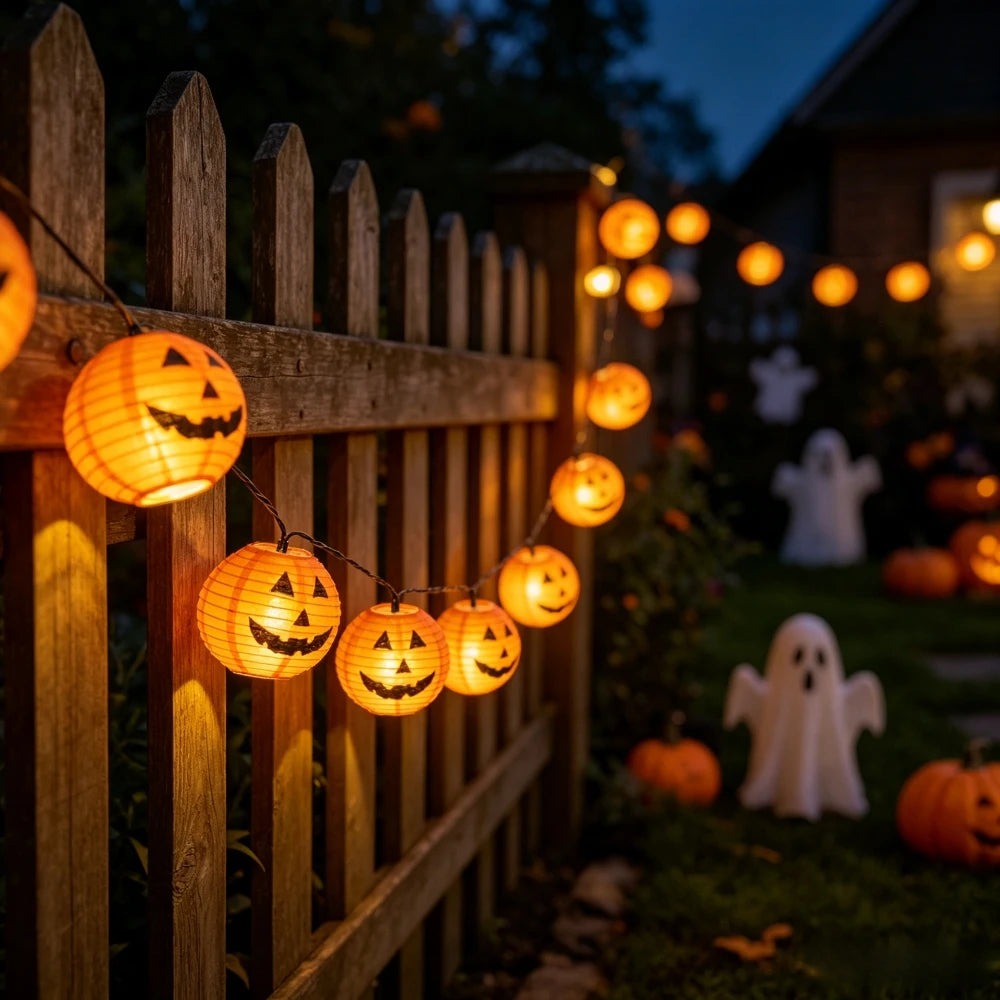 Solar Pumpkin Lantern String Light 10/20LED Halloween Hanging Fairy Lights Orange Pumpkin Garland for Garden Patio Decoration