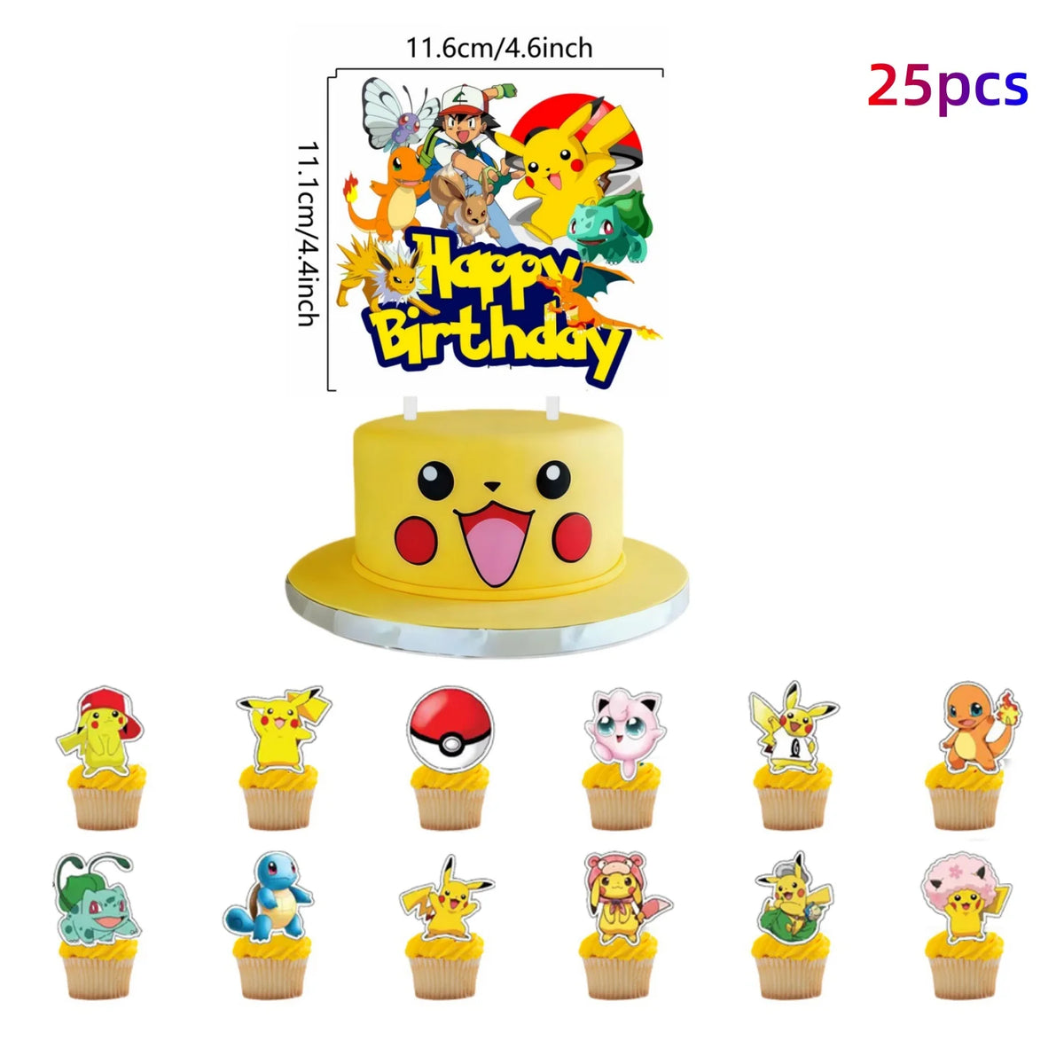 Topper Pokemon Cake Birthday Pokemon Decoration Cake Topper Pikachu Cupcake Topper Baby Shower Baking DIY Supplies Party Favors