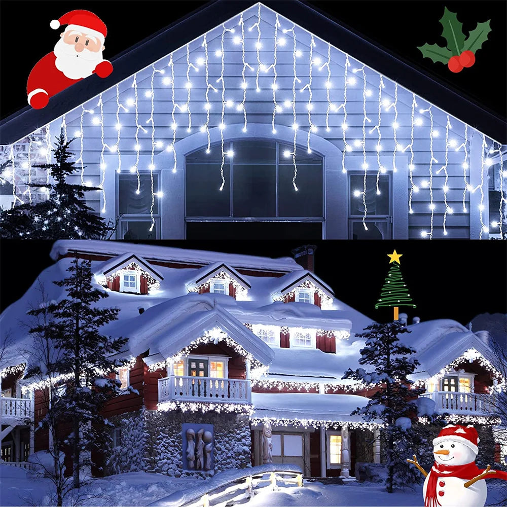 Christmas Lights Curtain String Light Waterfall Outdoor Decoration 5M Droop 0.4-0.6m Fairy Led Lights for Garden Party Holiday