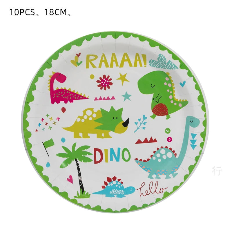 Dinosaur Theme Birthday Decoration Tableware Cup Plate Napkin Backdrop Balloons Banner Paper Bag Kids Gifts Party Decor Supplies