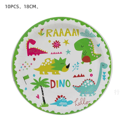 Dinosaur Theme Birthday Decoration Tableware Cup Plate Napkin Backdrop Balloons Banner Paper Bag Kids Gifts Party Decor Supplies
