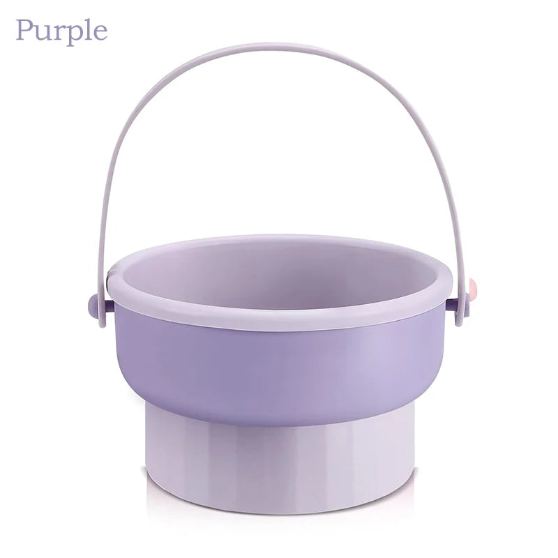 Makeup Brush Cleaning Mat 3-In-1 Silicone Washing Bowl with Brushes Scrubber Foldable Powder Puff Cosmetic Sponge Drying Tools