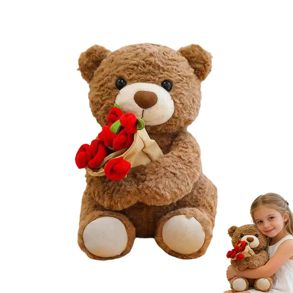 New Hot Sale Teddy Bear with Roses Plush Toy Soft Bear Stuffed Doll Romantic Gift for Lover Home Decor Girls Birthday Gift