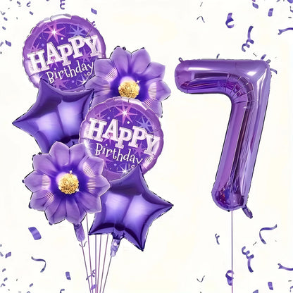 7PCS purple foil balloons featuring numbers perfect for birthday wedding and Christmas celebrations including numbers 0-9